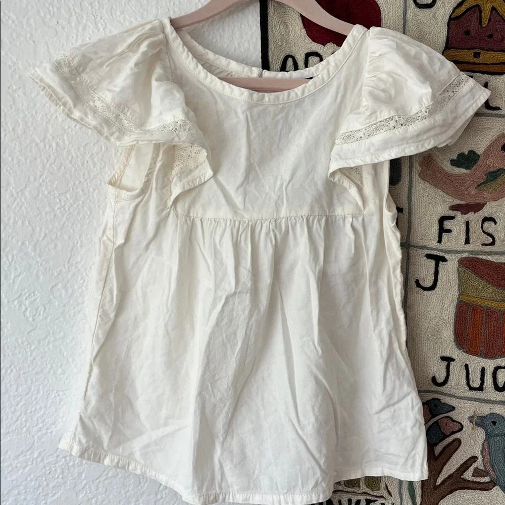 GAP + Old Navy Girls 8 White Eyelet Ruffle Sleeve Blouses